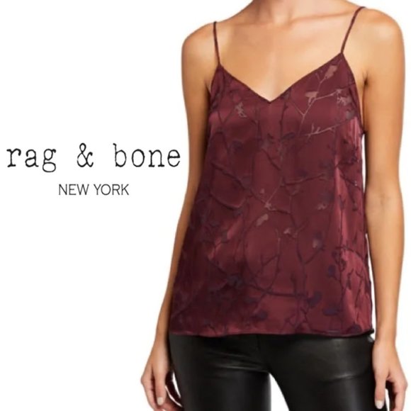 RAG & BONE Black Cherry Silk-Blend Cami/Tank Top - Picture 1 of 6